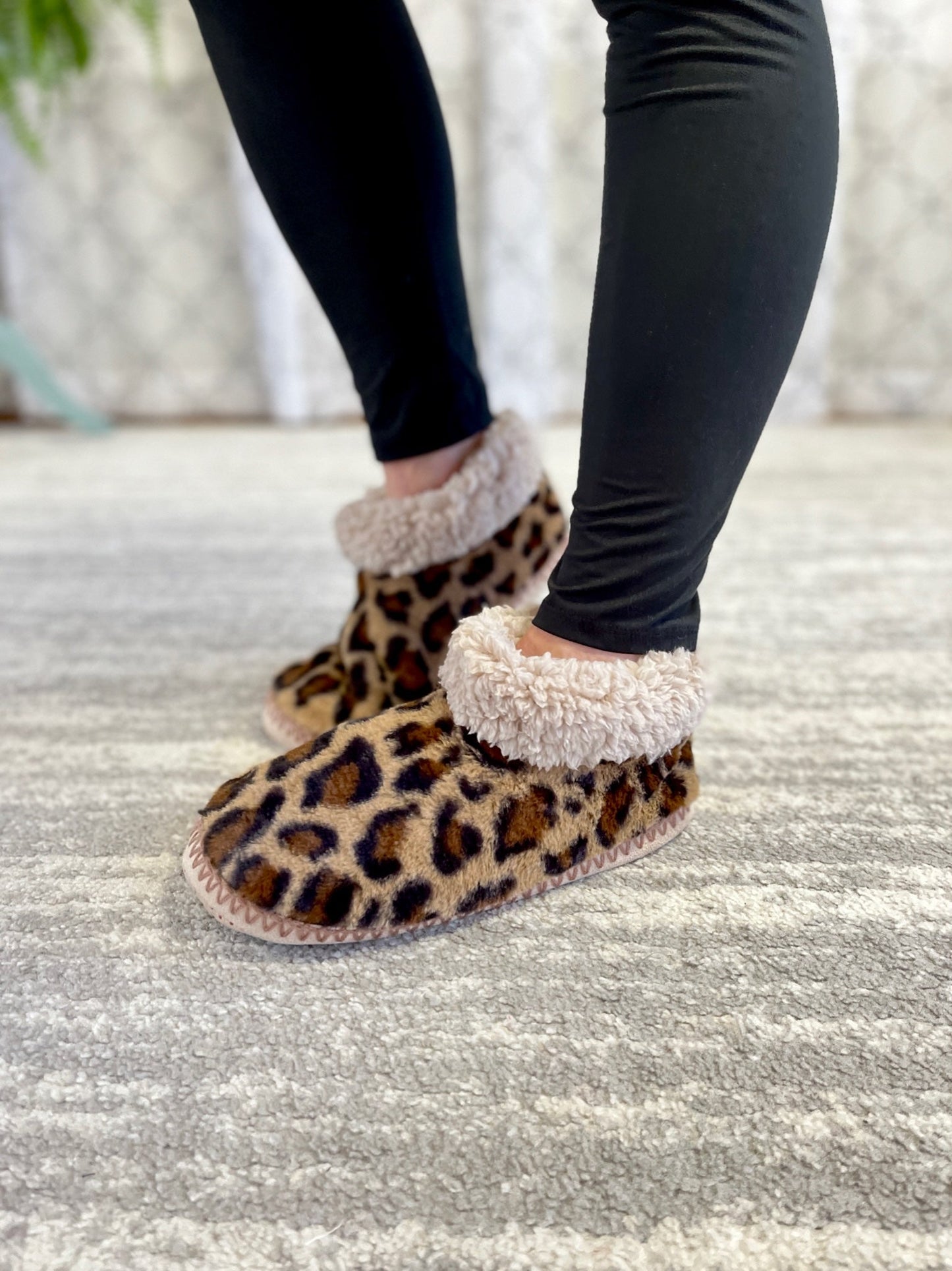 Cozy in Leopard Slippers
