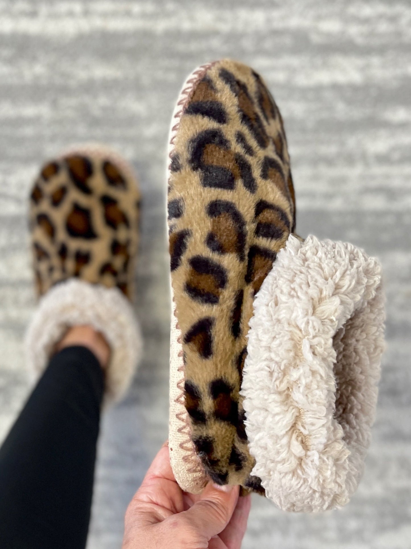 Cozy in Leopard Slippers