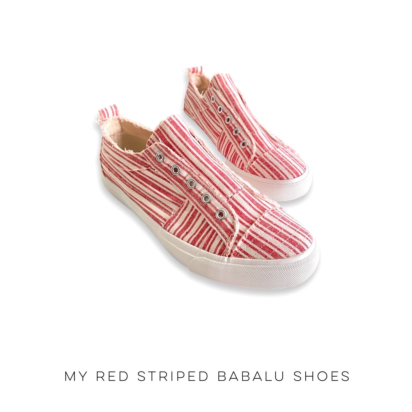 My Red Striped Babalu Shoes