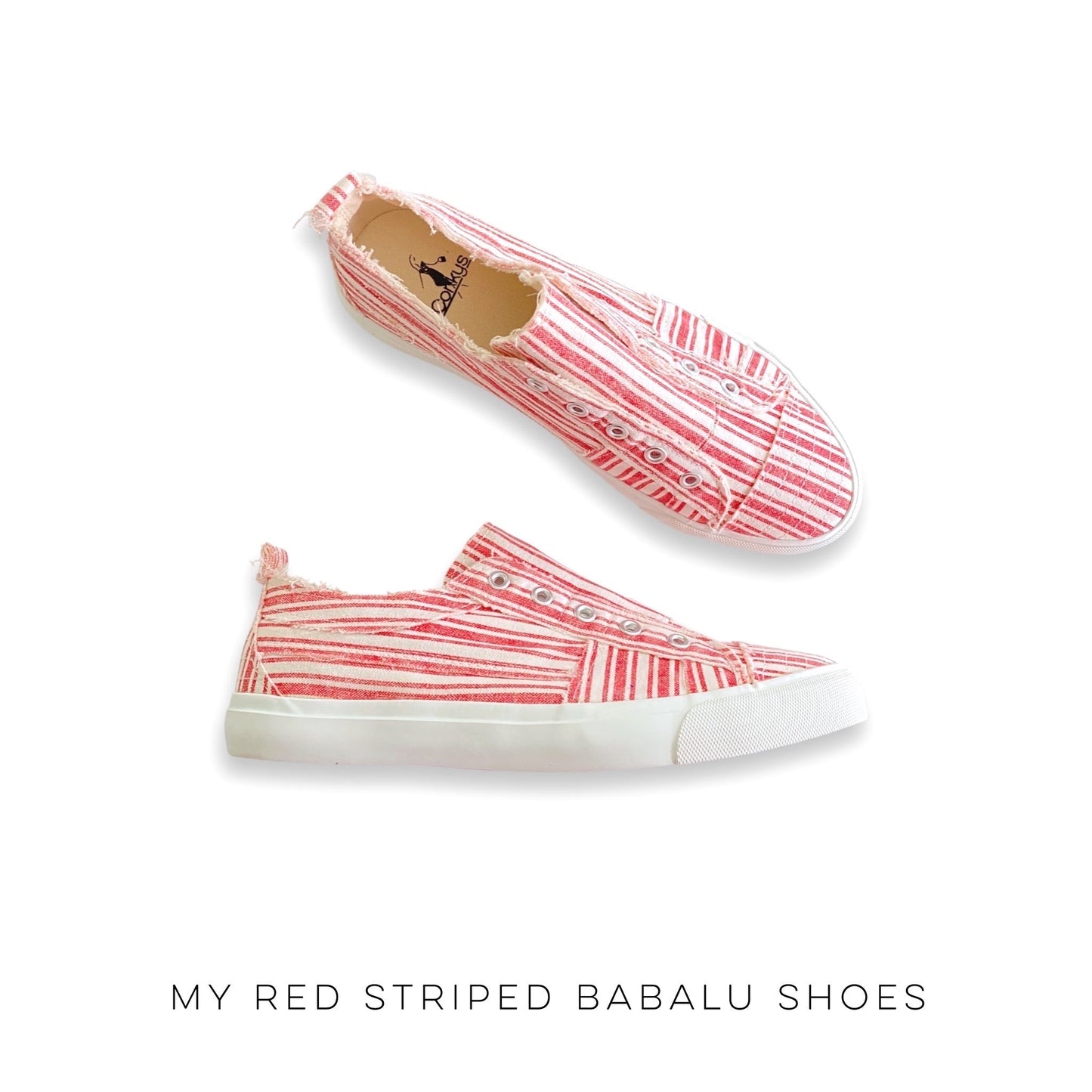My Red Striped Babalu Shoes