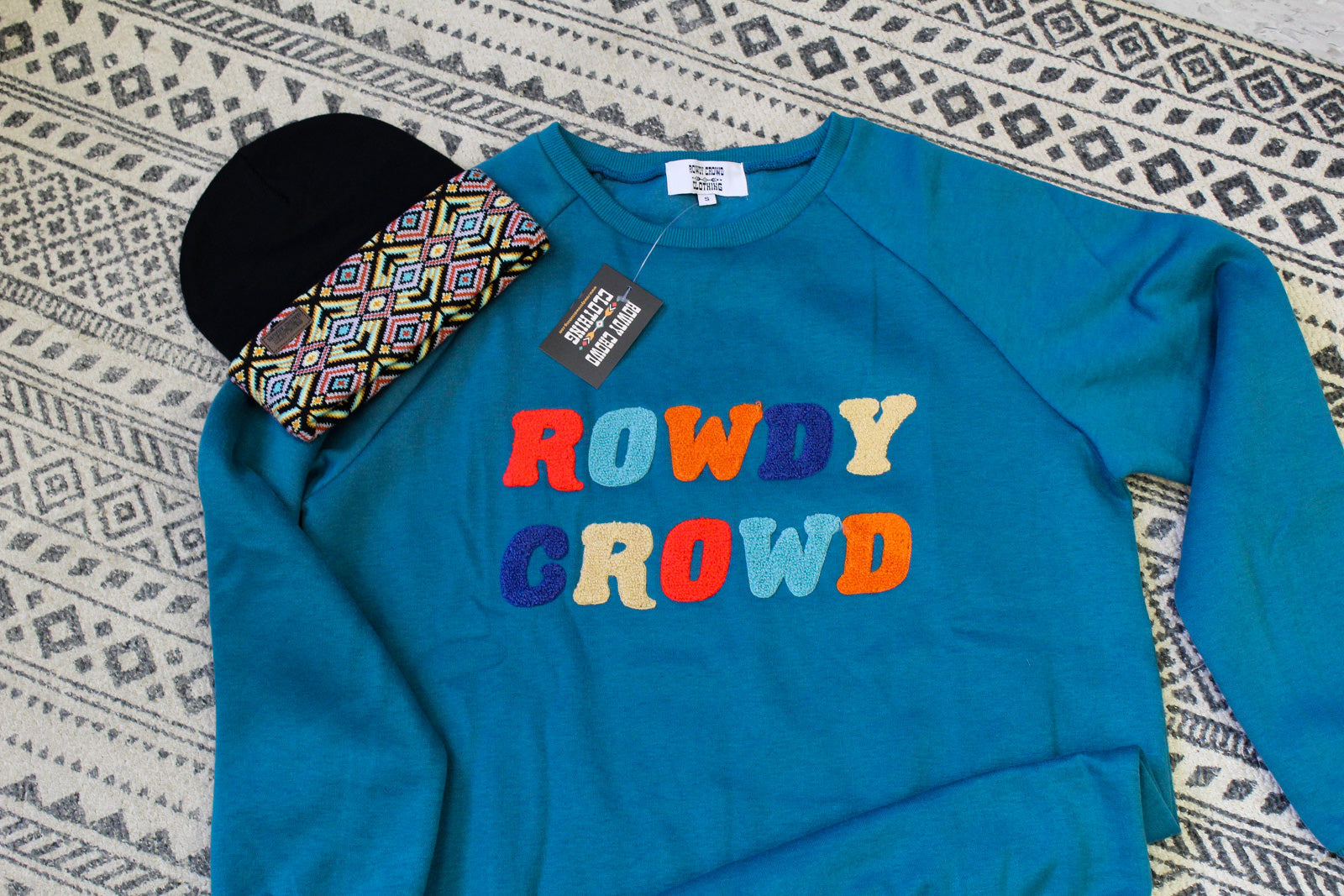 womens apparel, womens western tops, western tops, western apparel, western attire, embroidered sweatshirt, southwestern tops, southwestern style, womens western fashion, western wholesale, wholesale clothing and accessories wholesale clothing, western wholesale clothing, western crewneck, western sweatshirt
