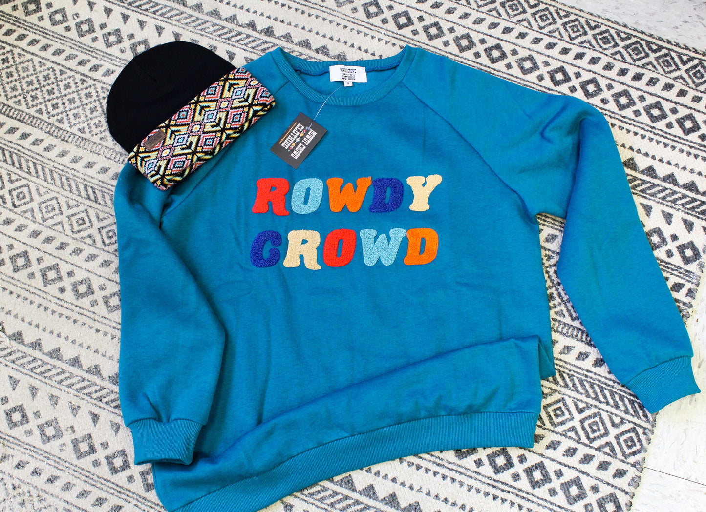 womens apparel, womens western tops, western tops, western apparel, western attire, embroidered sweatshirt, southwestern tops, southwestern style, womens western fashion, western wholesale, wholesale clothing and accessories wholesale clothing, western wholesale clothing, western crewneck, western sweatshirt