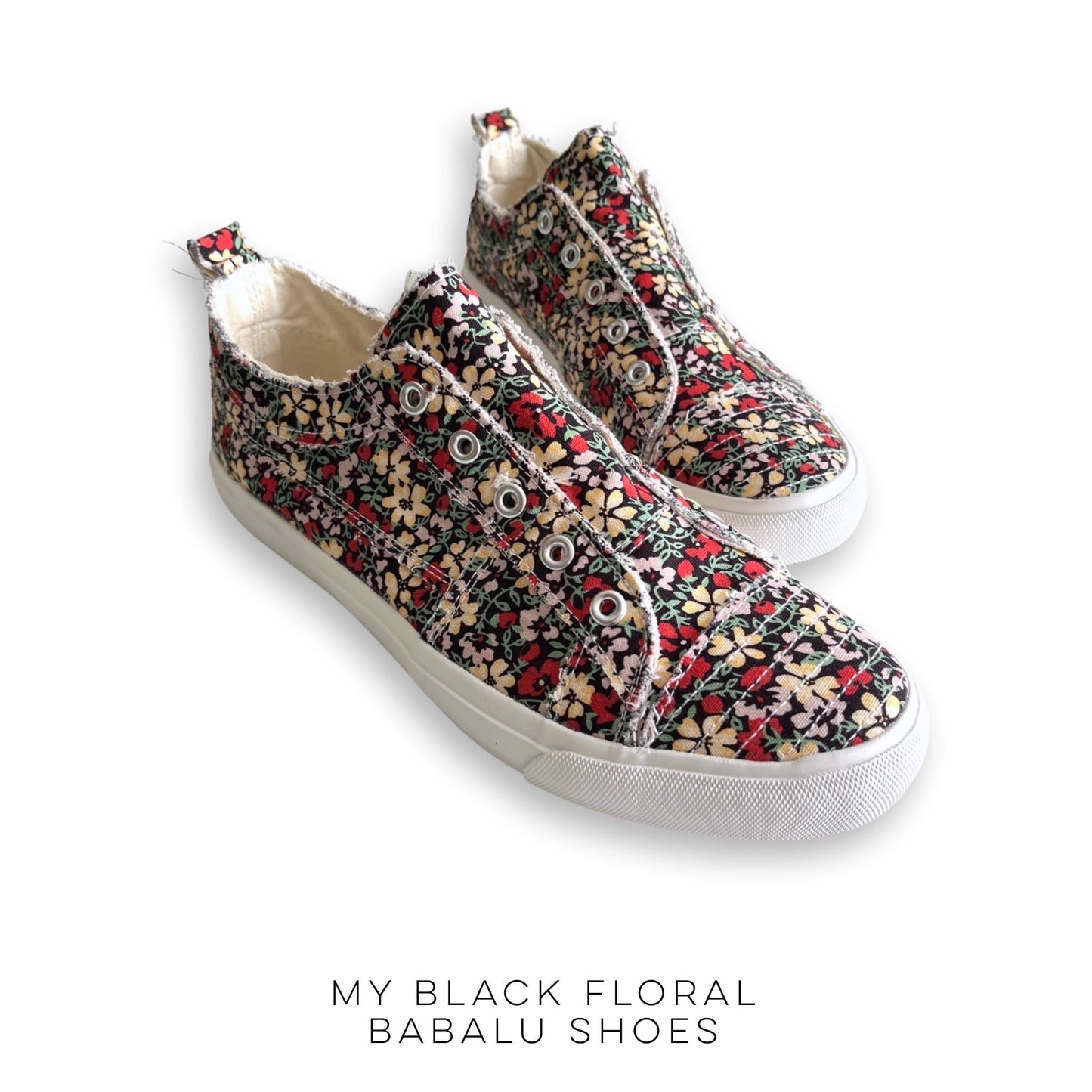 My Black Floral Babalu Shoes