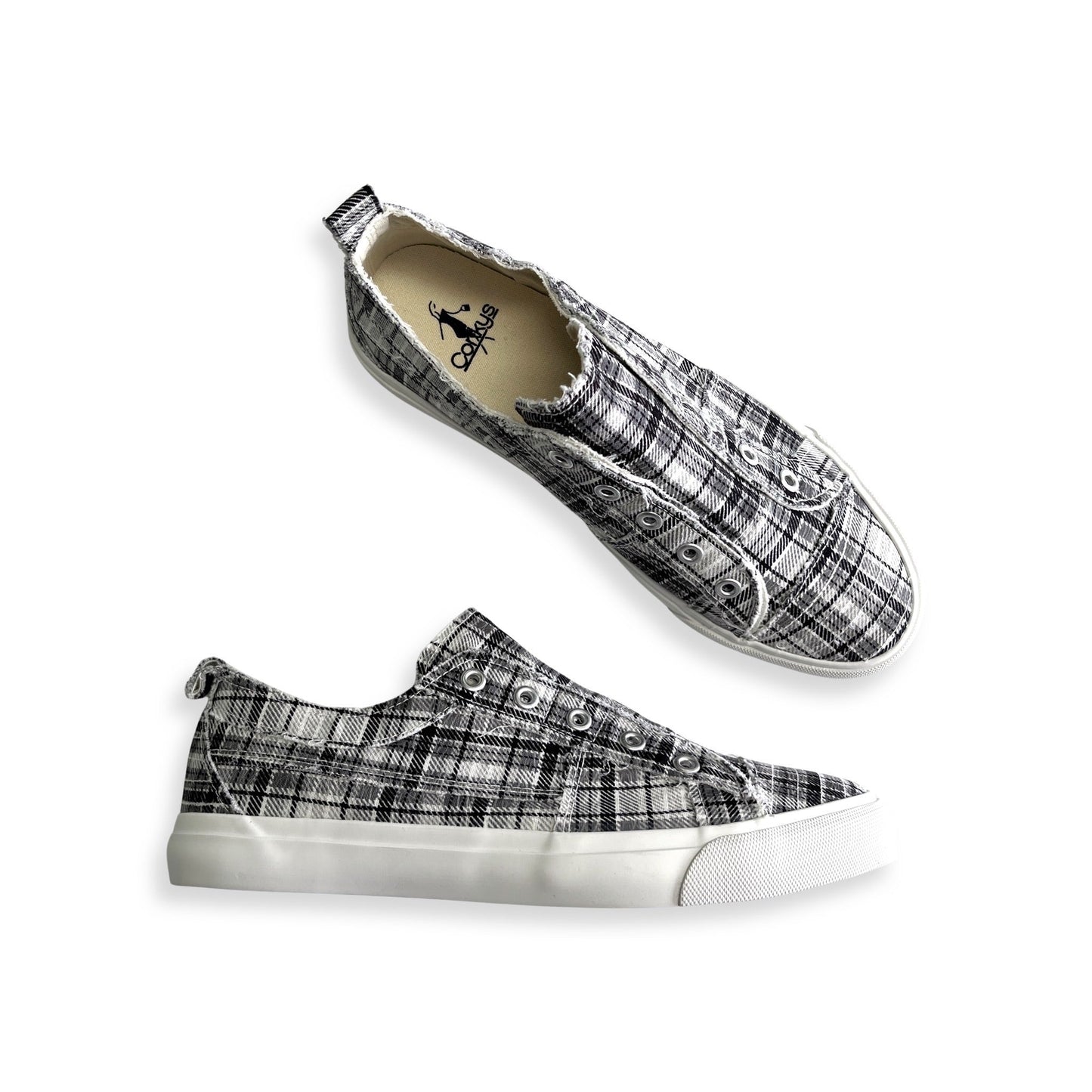 My Gray Plaid Babalu Shoes