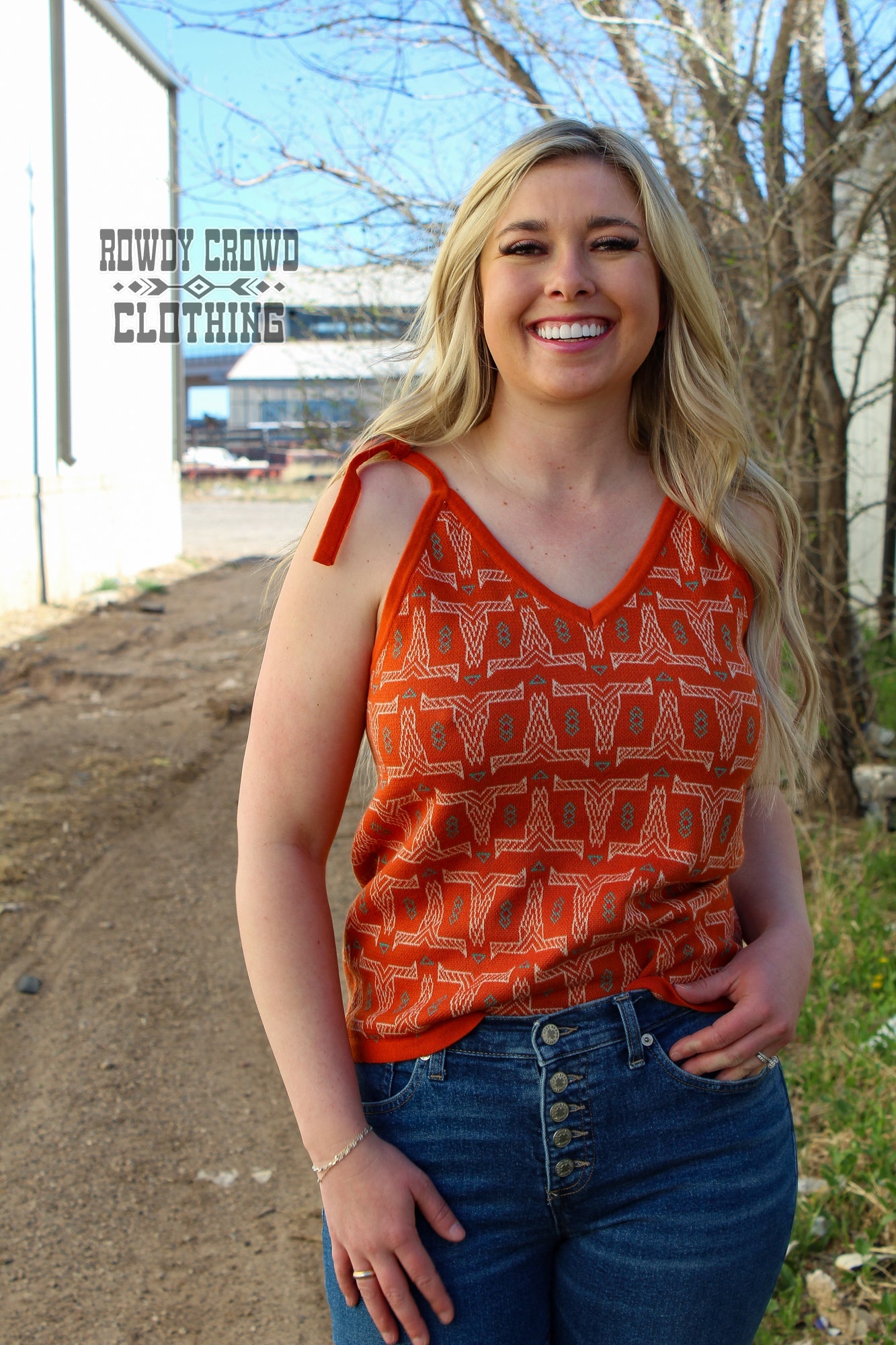 Western Apparel, Western Wholesale, Western Boutique, Longhorn Print, Longhorn Geo Print, Western Tops, Western Sweater Tank, Sweater Tank, Wholesale Clothing