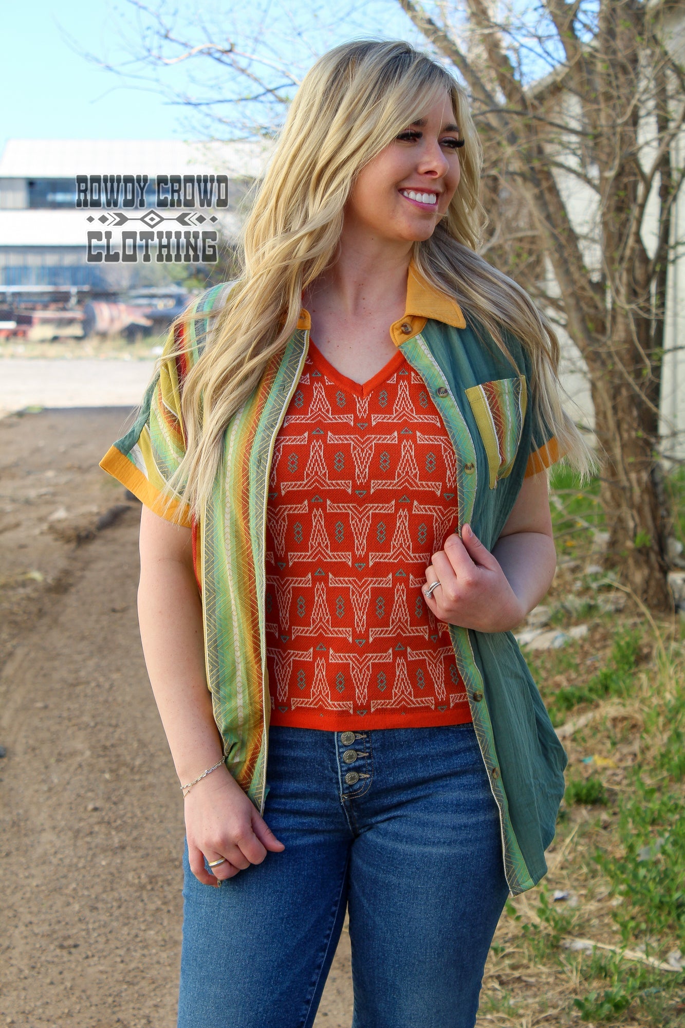 Western Apparel, Western Wholesale, Western Boutique, Longhorn Print, Longhorn Geo Print, Western Tops, Western Sweater Tank, Sweater Tank, Wholesale Clothing