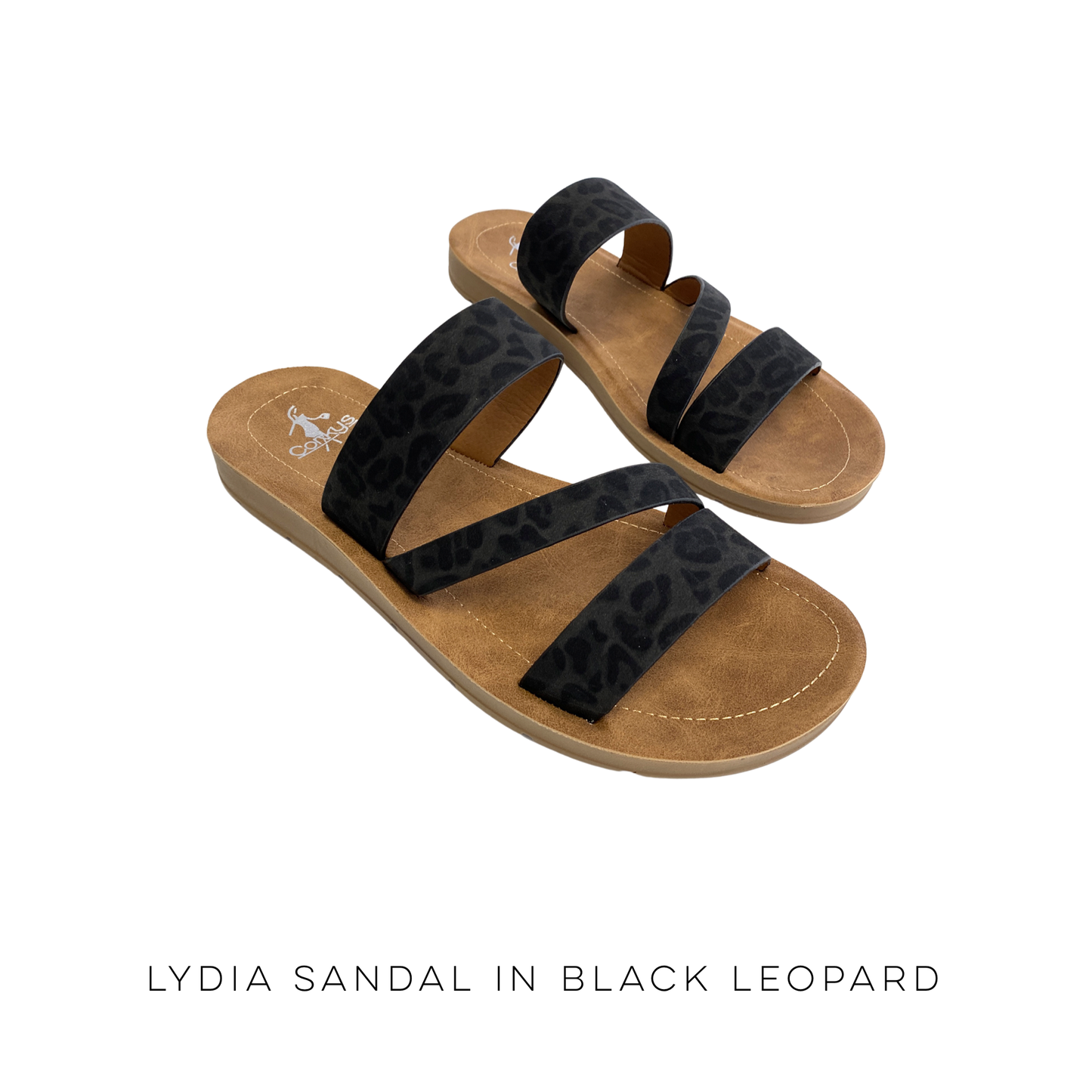 Lydia Sandal in Black Leopard
