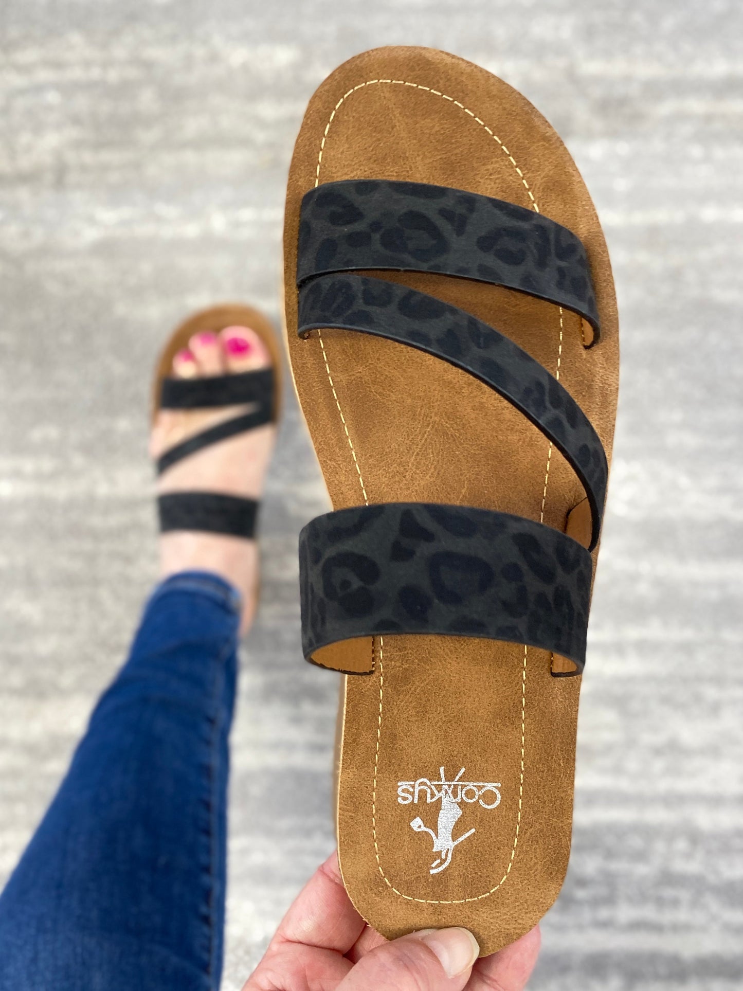 Lydia Sandal in Black Leopard