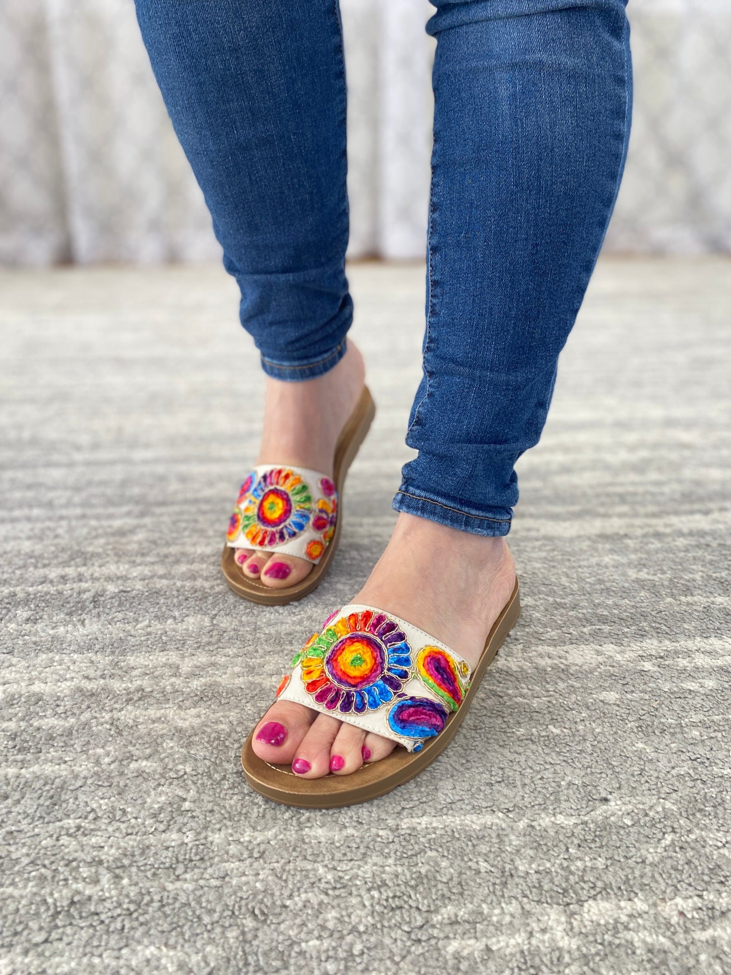 Pinwheel Sandals in Rainbow Floral