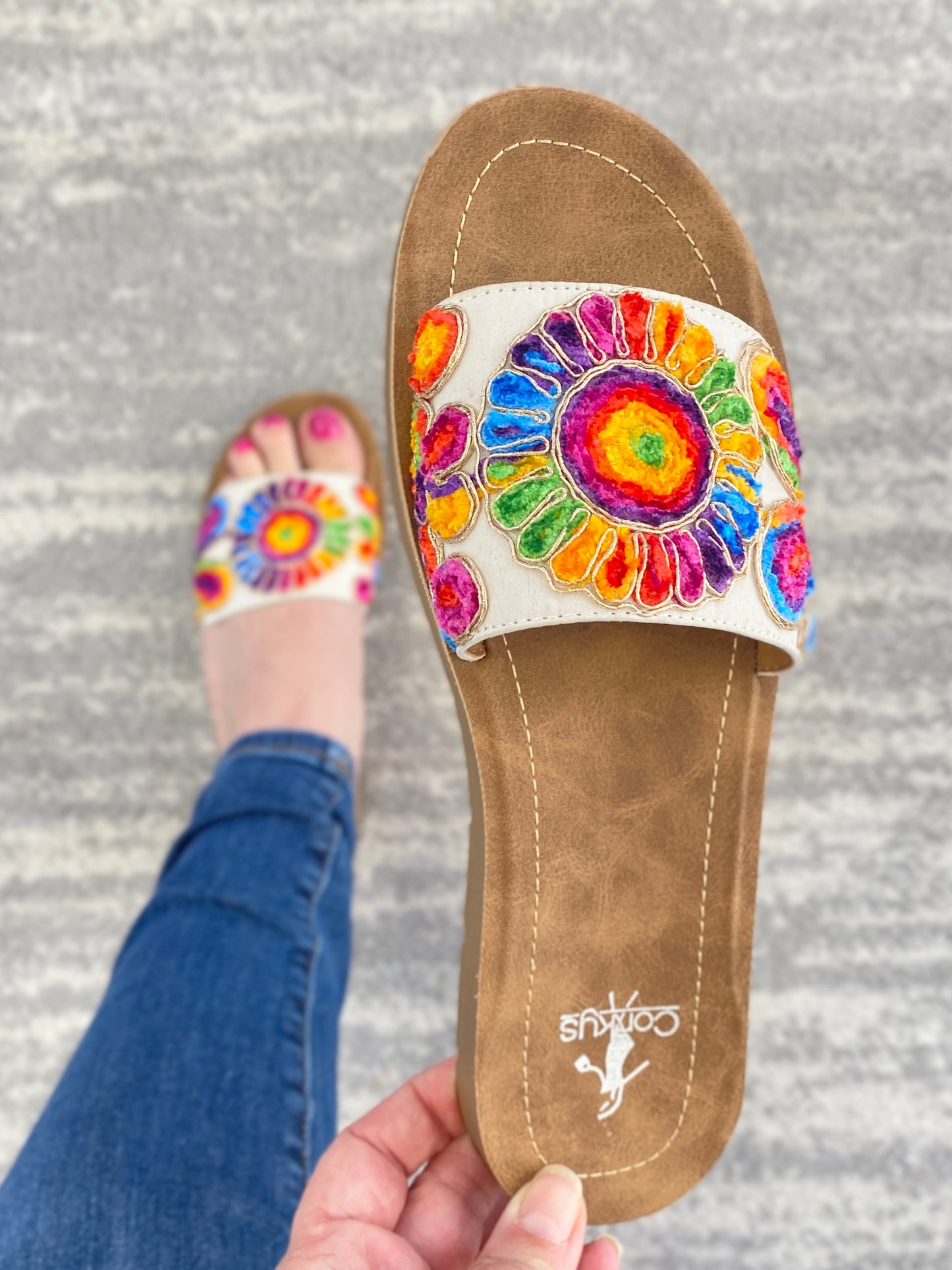Pinwheel Sandals in Rainbow Floral