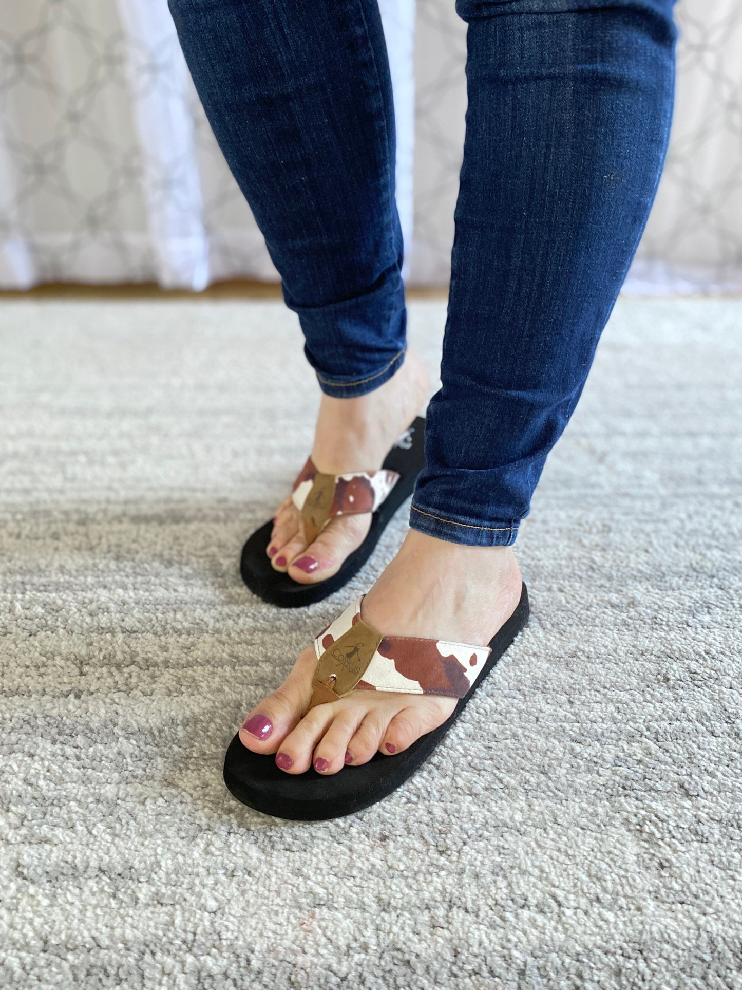 Cattle Sandals in Brown Cow