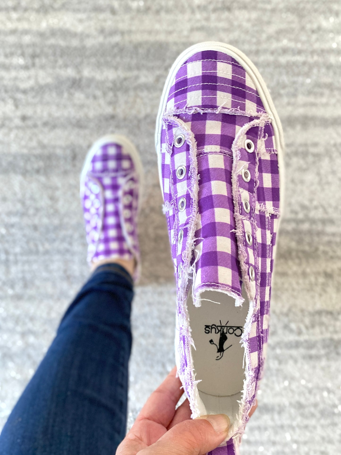 Purple Gingham Babalu Shoes