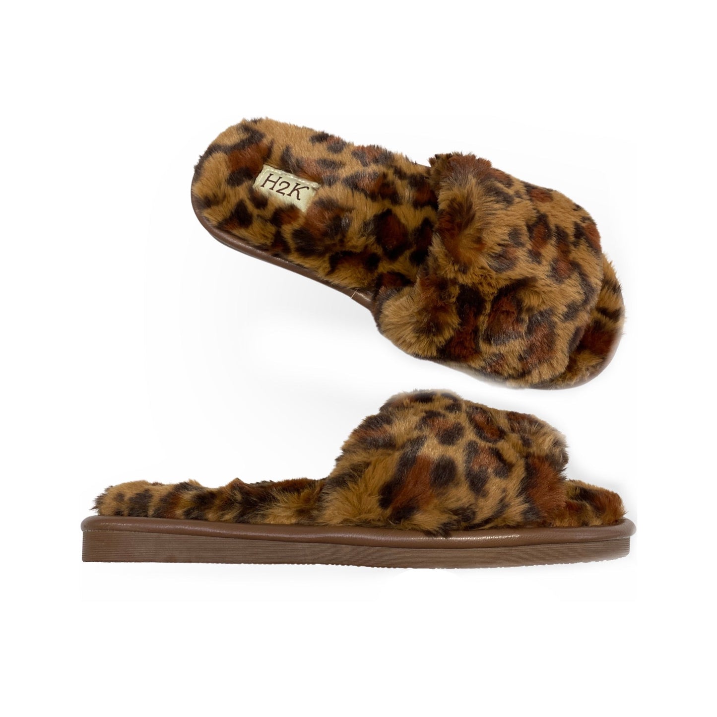 Fuzzy Slipper Sandals in Leopard