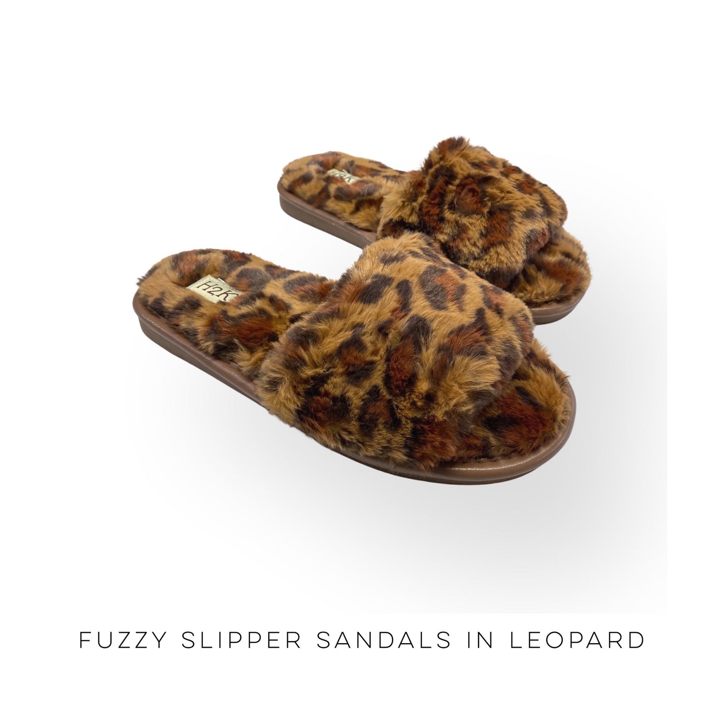 Fuzzy Slipper Sandals in Leopard