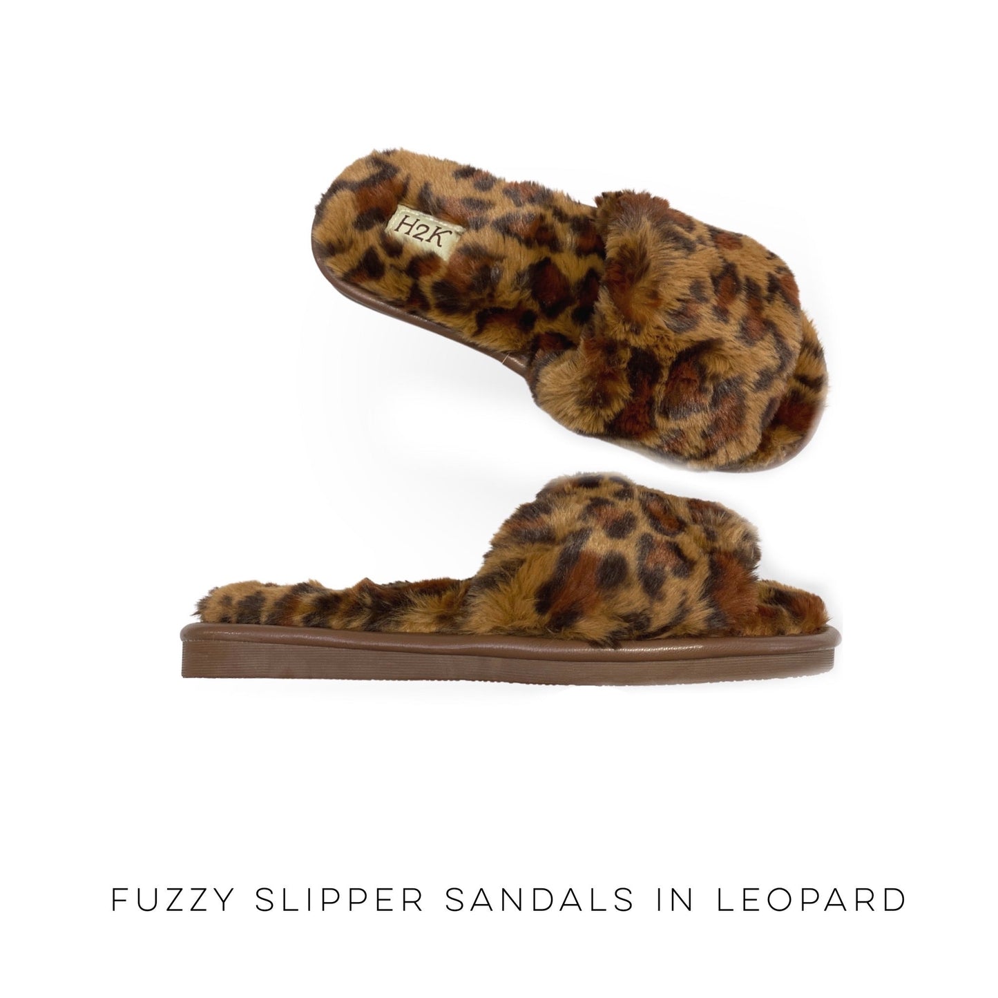Fuzzy Slipper Sandals in Leopard