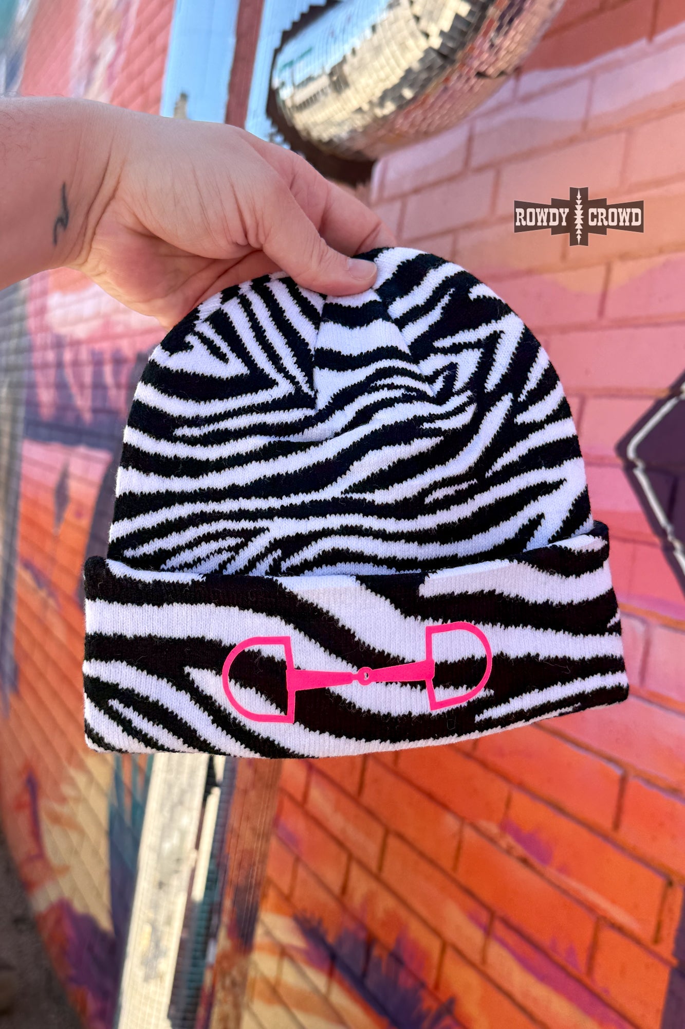WHITE Zebra Bit Beanie