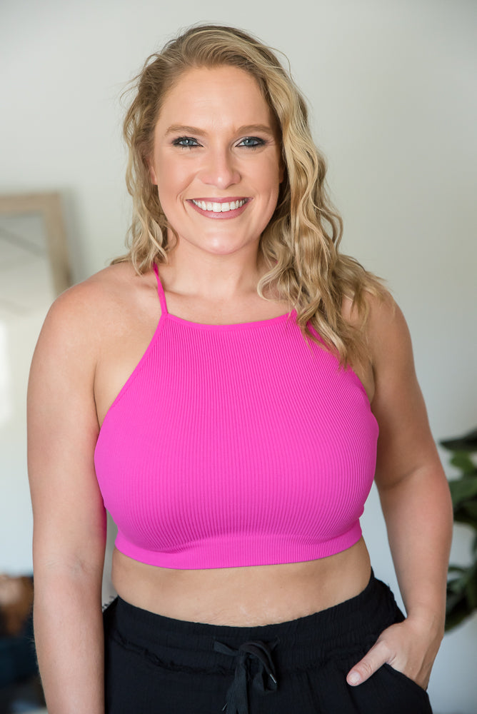 On My Way Cropped Cami in Hot Pink