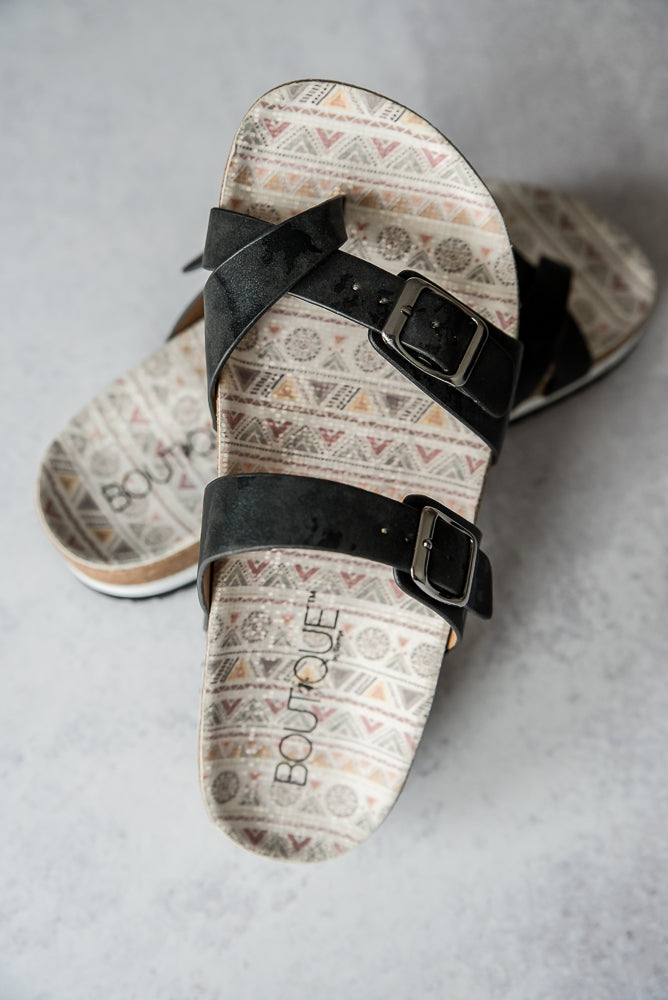 Tan Lines Sandals in Black
