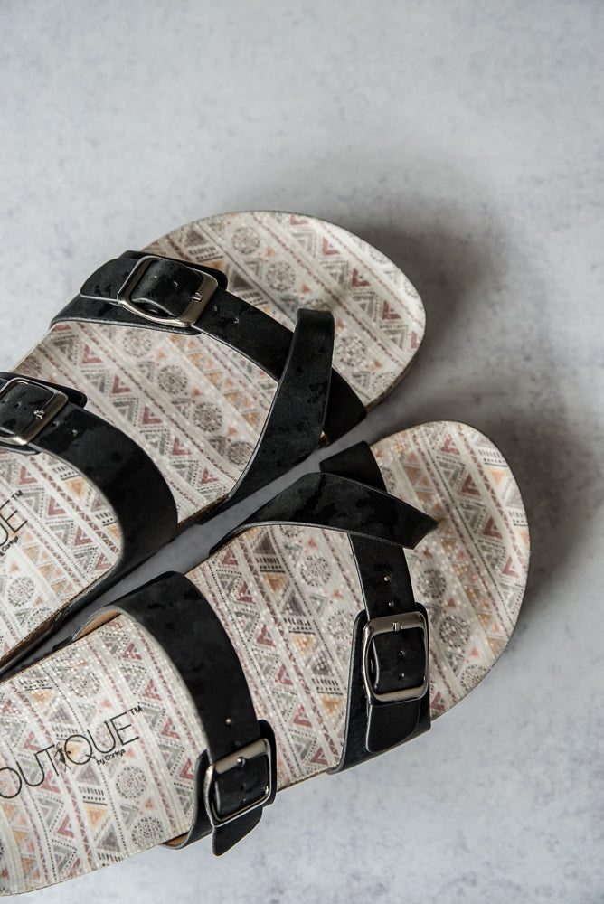 Tan Lines Sandals in Black