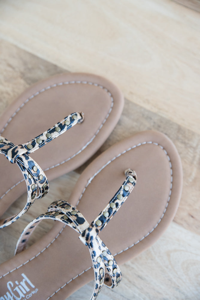 Swimsuit Sandals in Gold Leopard