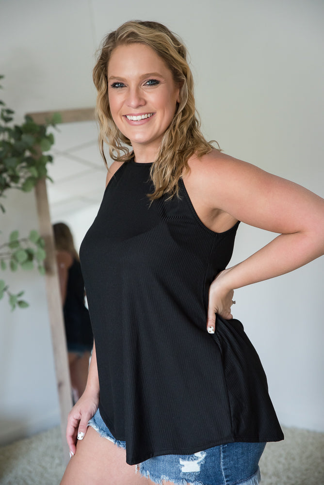 Rock & Roll Sleeveless Top in Black