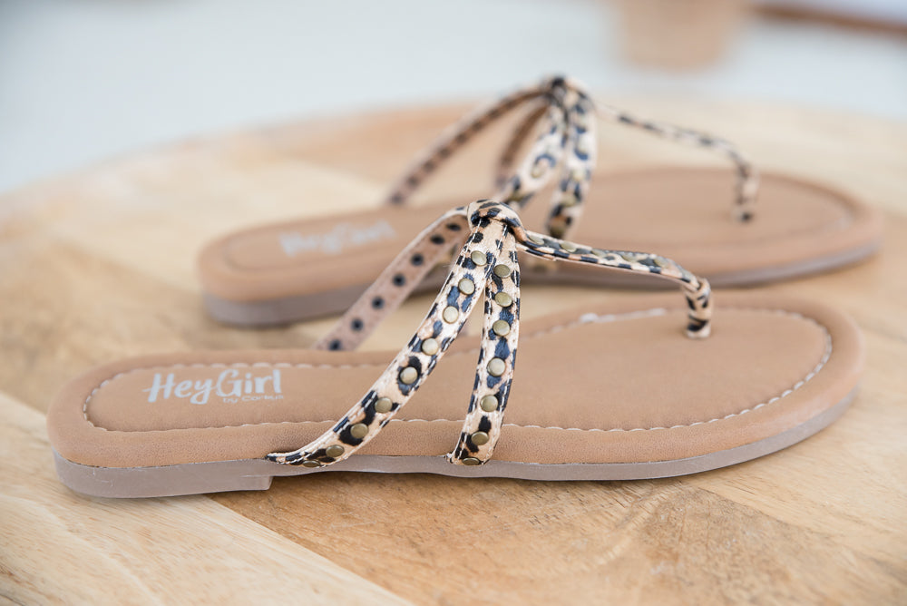 Swimsuit Sandals in Gold Leopard