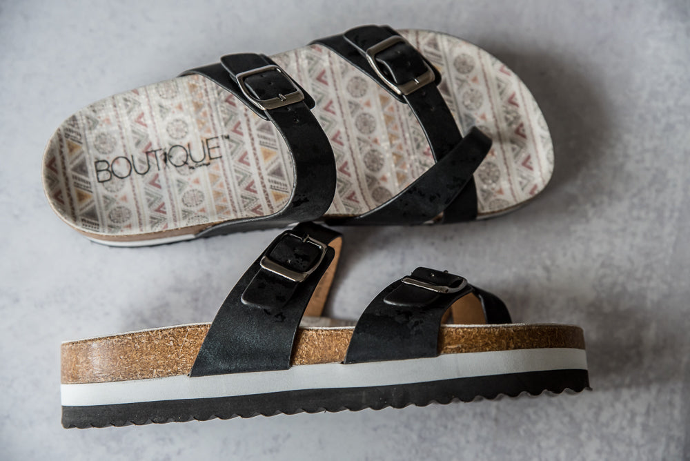 Tan Lines Sandals in Black