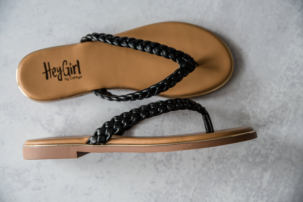 Pigtail Sandals in Black
