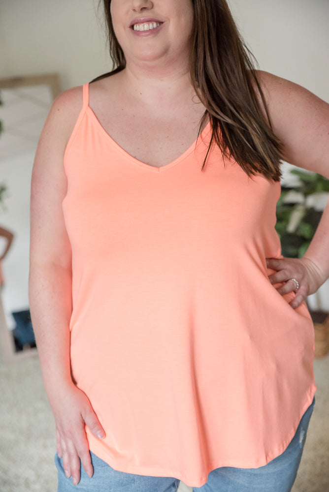 Sundown Reversible Cami in Neon Coral
