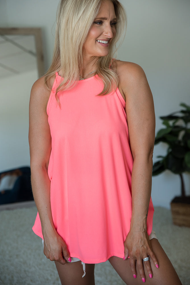 Rock & Roll Sleeveless Top in Coral