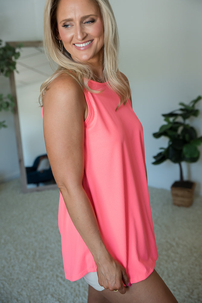 Rock & Roll Sleeveless Top in Coral