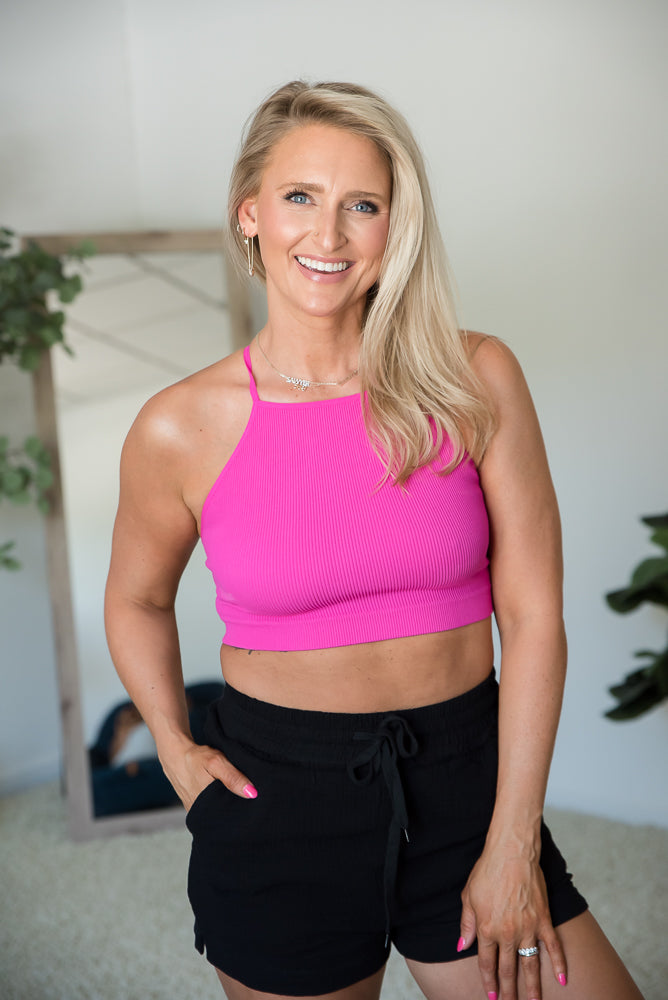 On My Way Cropped Cami in Hot Pink