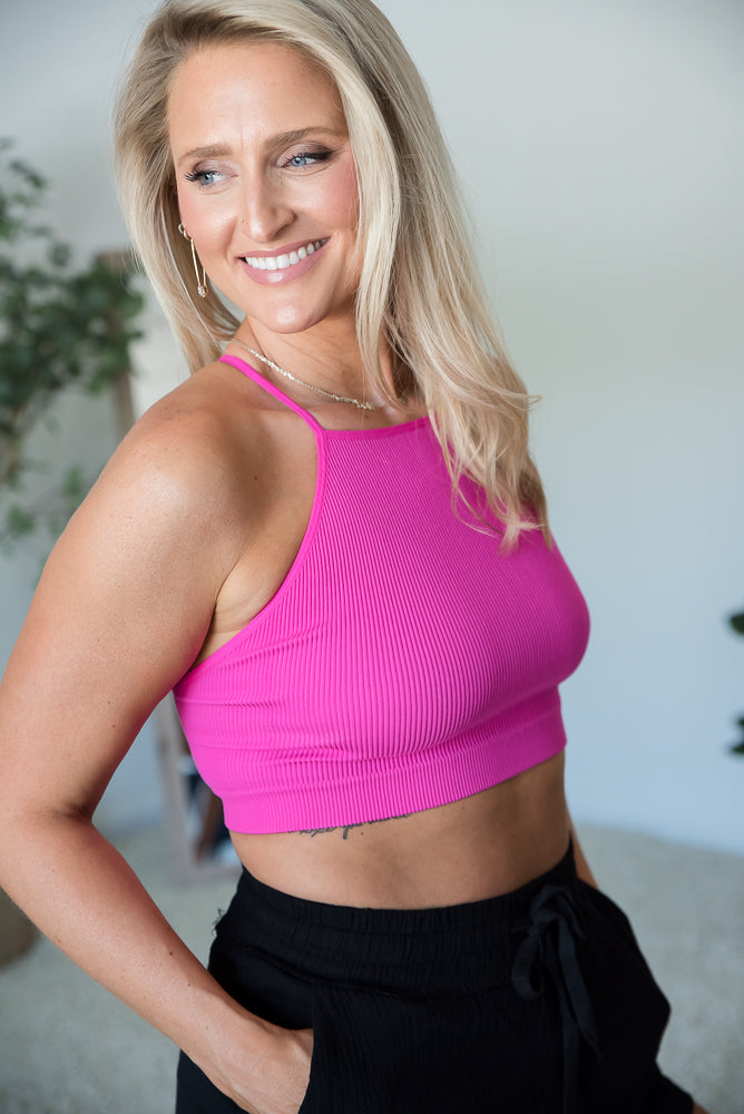 On My Way Cropped Cami in Hot Pink