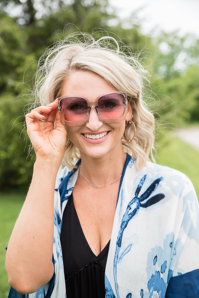 The Megan Sunglasses in Pink & Gray