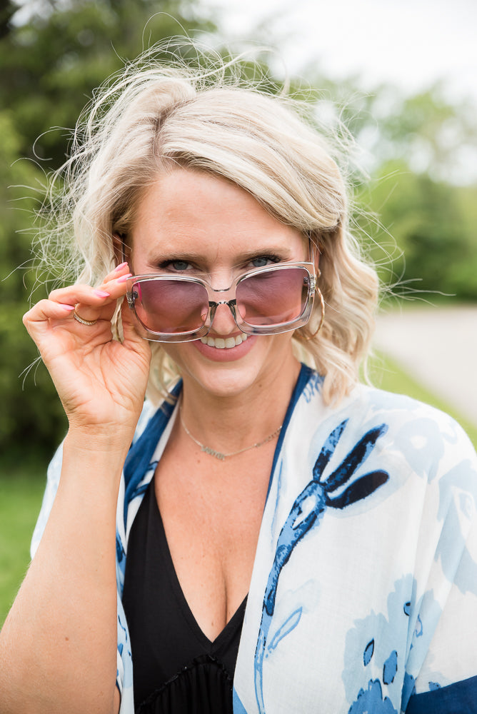 The Megan Sunglasses in Pink & Gray