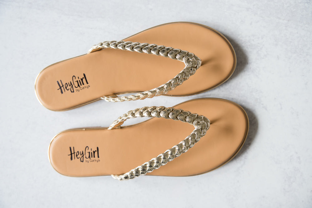 Pigtail Sandals in Gold