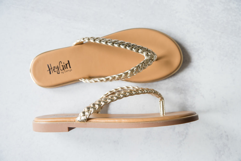 Pigtail Sandals in Gold
