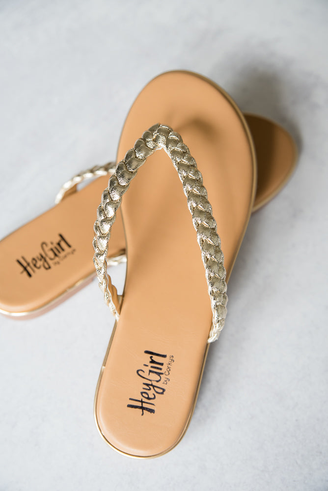 Pigtail Sandals in Gold