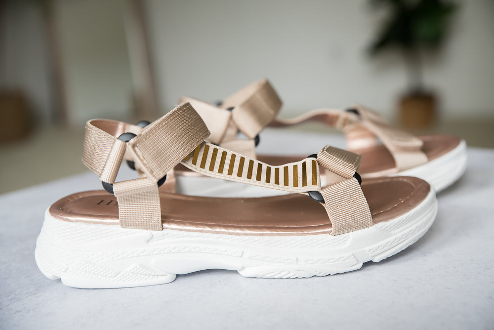 On The Move Sandals in Rose Gold