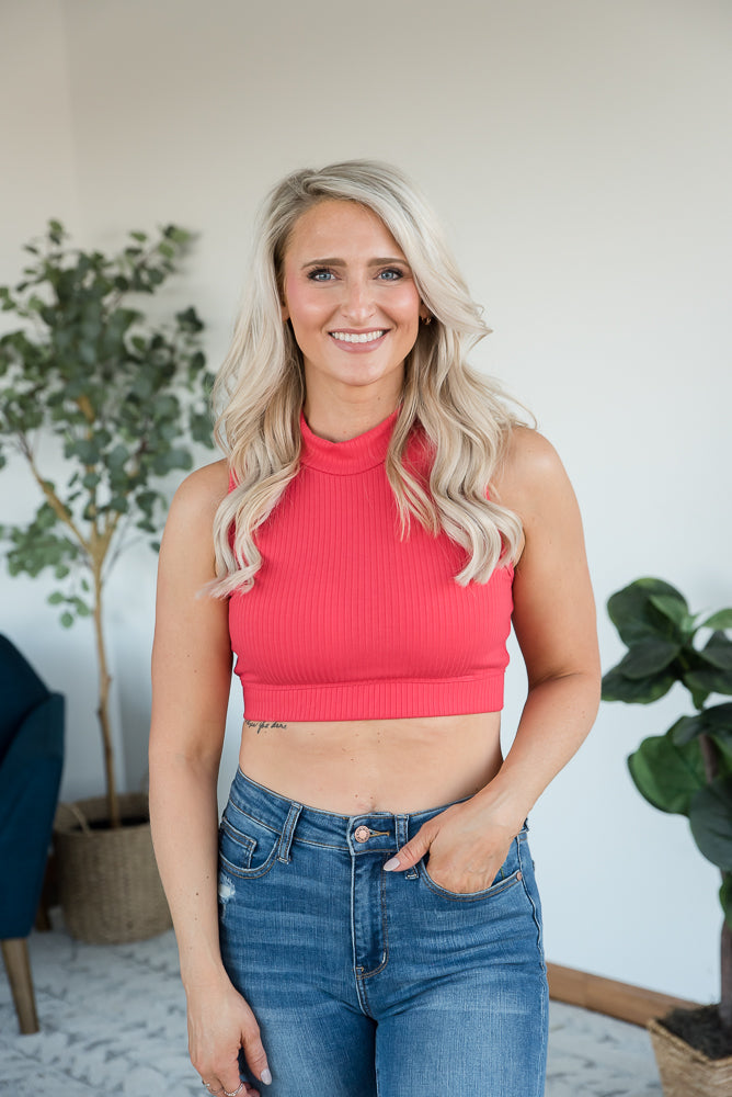 Live for the Day Crop Top in Coral