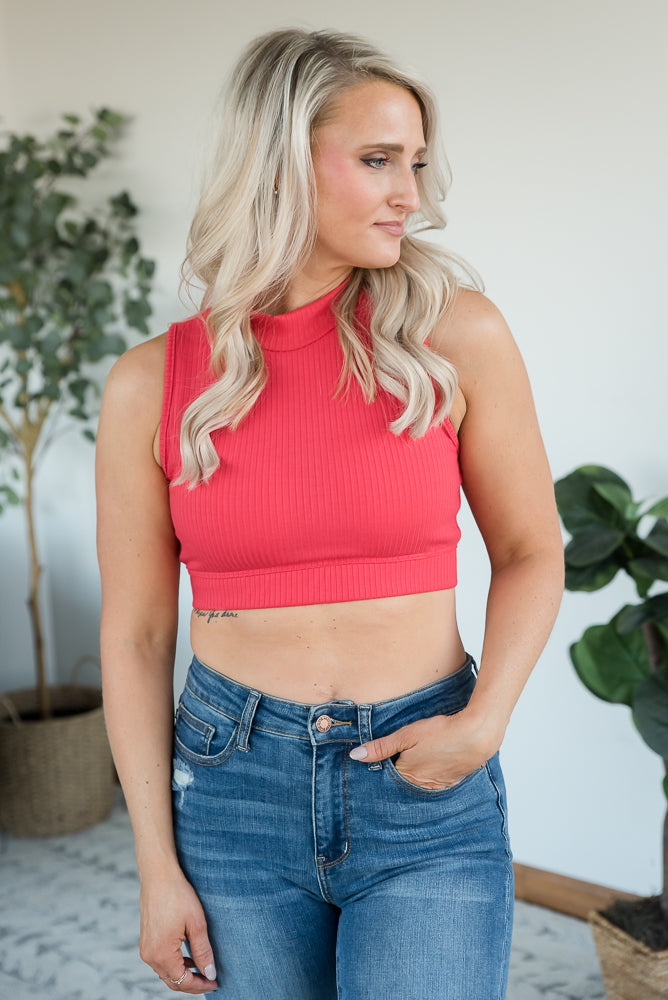 Live for the Day Crop Top in Coral