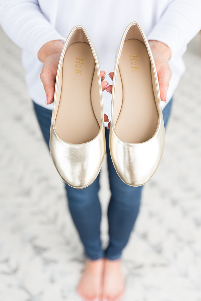 Totally Amused Gold Flats