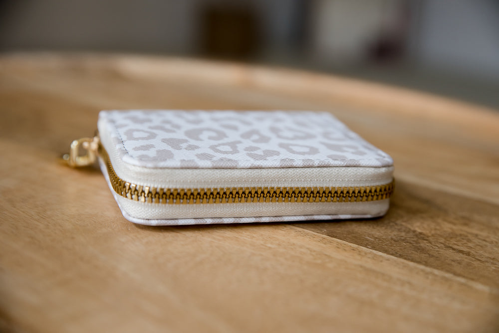 Adventure Mini Wallet In White Leopard