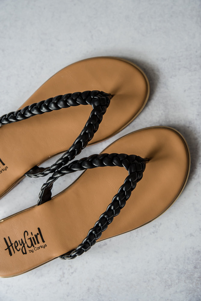 Pigtail Sandals in Black