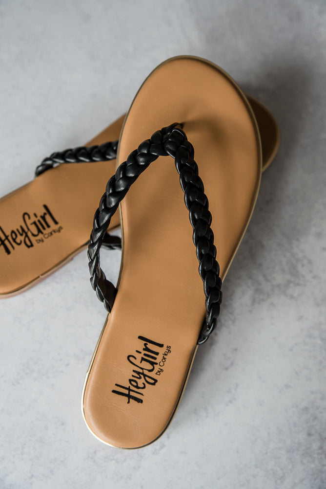 Pigtail Sandals in Black