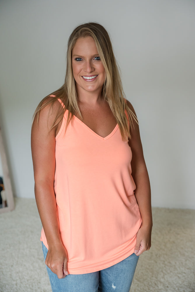 Sundown Reversible Cami in Neon Coral