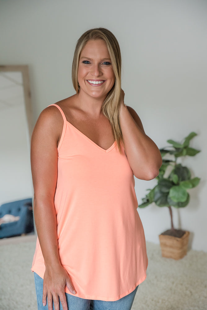 Sundown Reversible Cami in Neon Coral