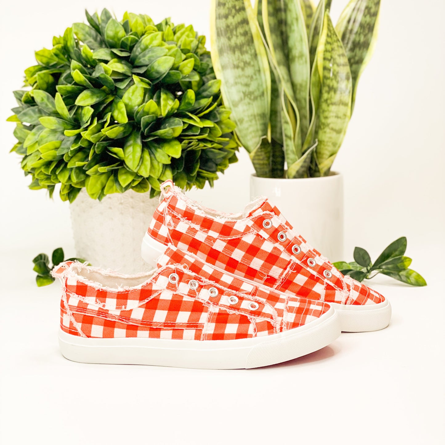 Corkys Babalu Sneaker in Orange Gingham