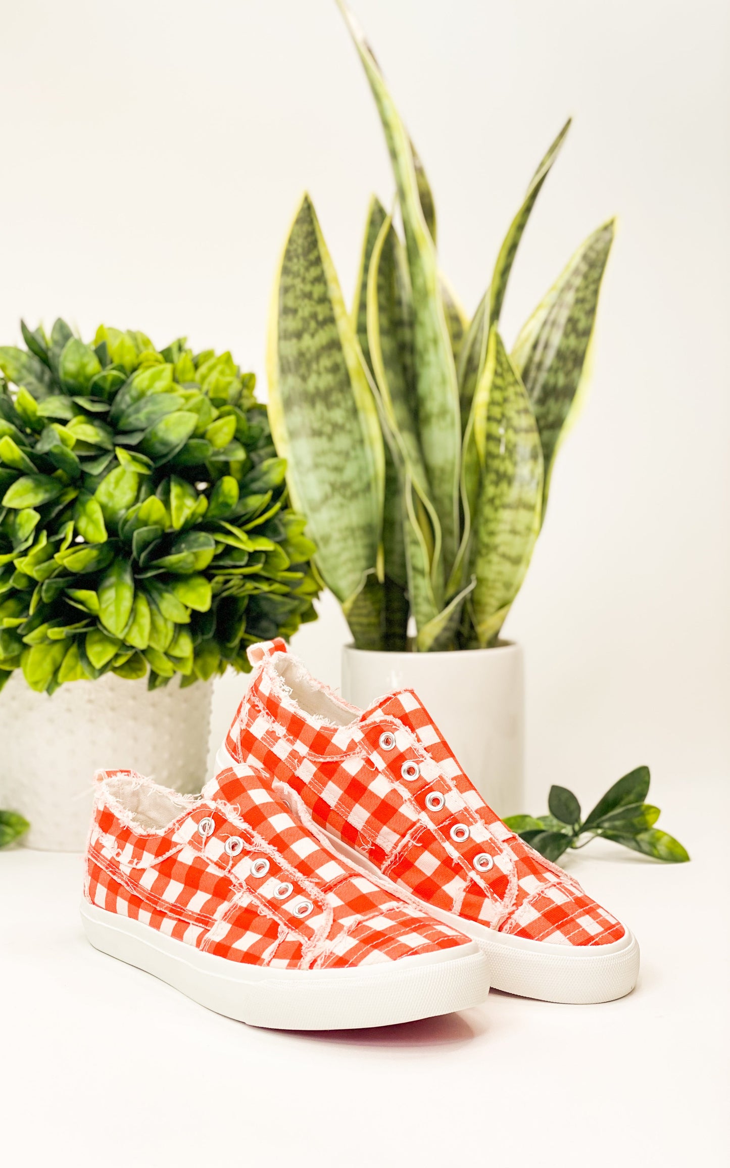 Corkys Babalu Sneaker in Orange Gingham
