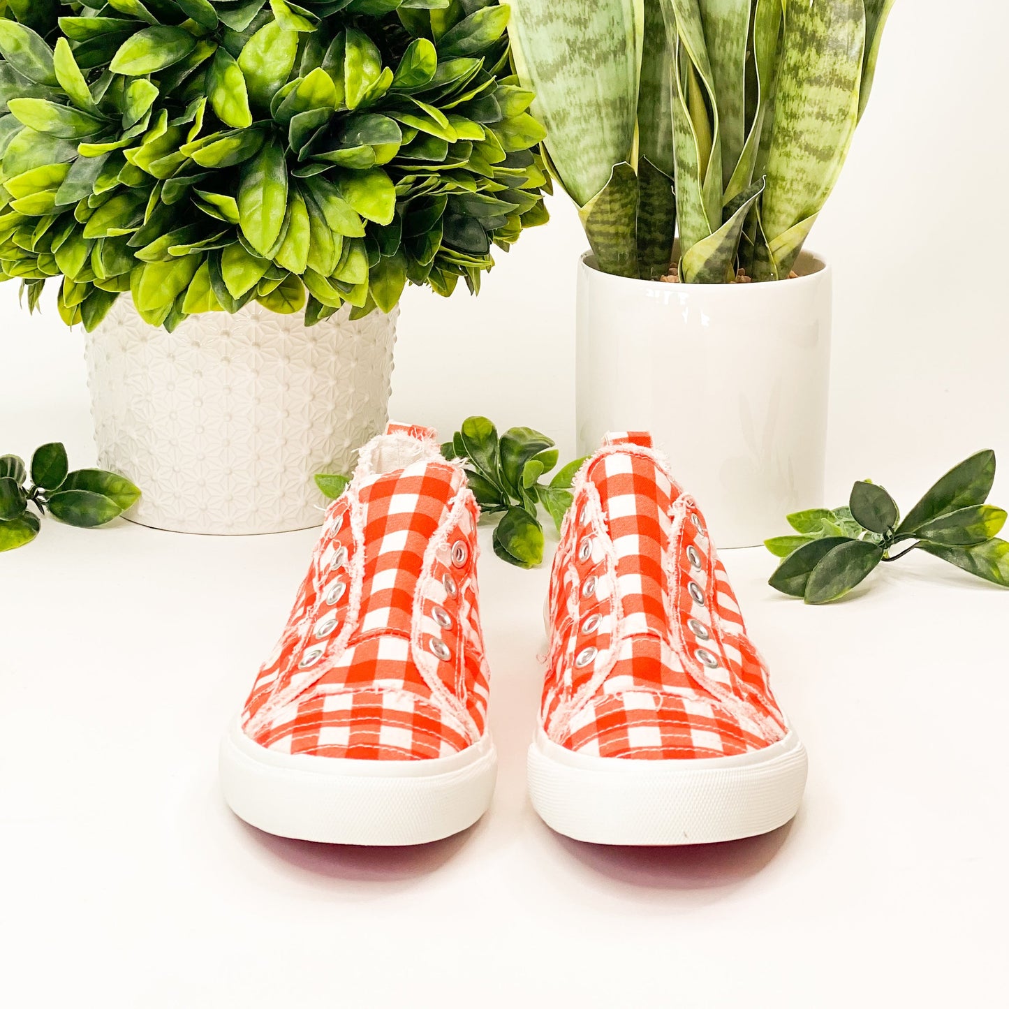 Corkys Babalu Sneaker in Orange Gingham